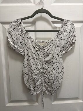 H&M White Ruched Top